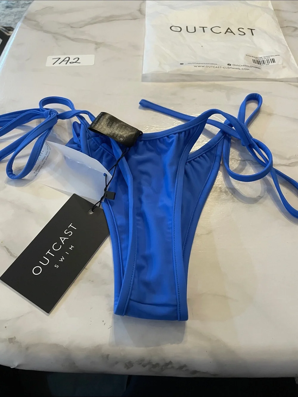 Outcast  Blue Floral-Accent Tie-Side Swim Bottom
